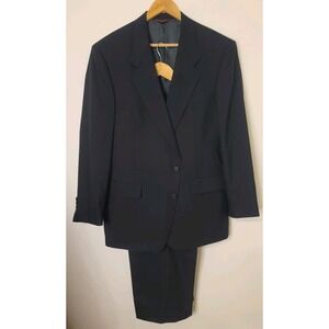 Hart Schaffner Marx Mens 43R Navy 2 Piece Suit Australian Wool Jacket Pant 34x30